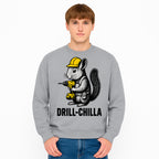 Charming Drill-Chilla Squirrel Graphic Tee | Funny Construction Worker Rodent Design | Cool Animal Pun Apparel - Sweatshirt 1757918438511.jpg