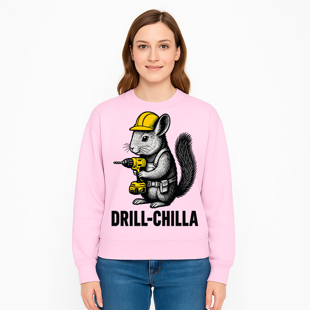 Charming Drill-Chilla Squirrel Graphic Tee | Funny Construction Worker Rodent Design | Cool Animal Pun Apparel - Sweatshirt 1757918438700.jpg