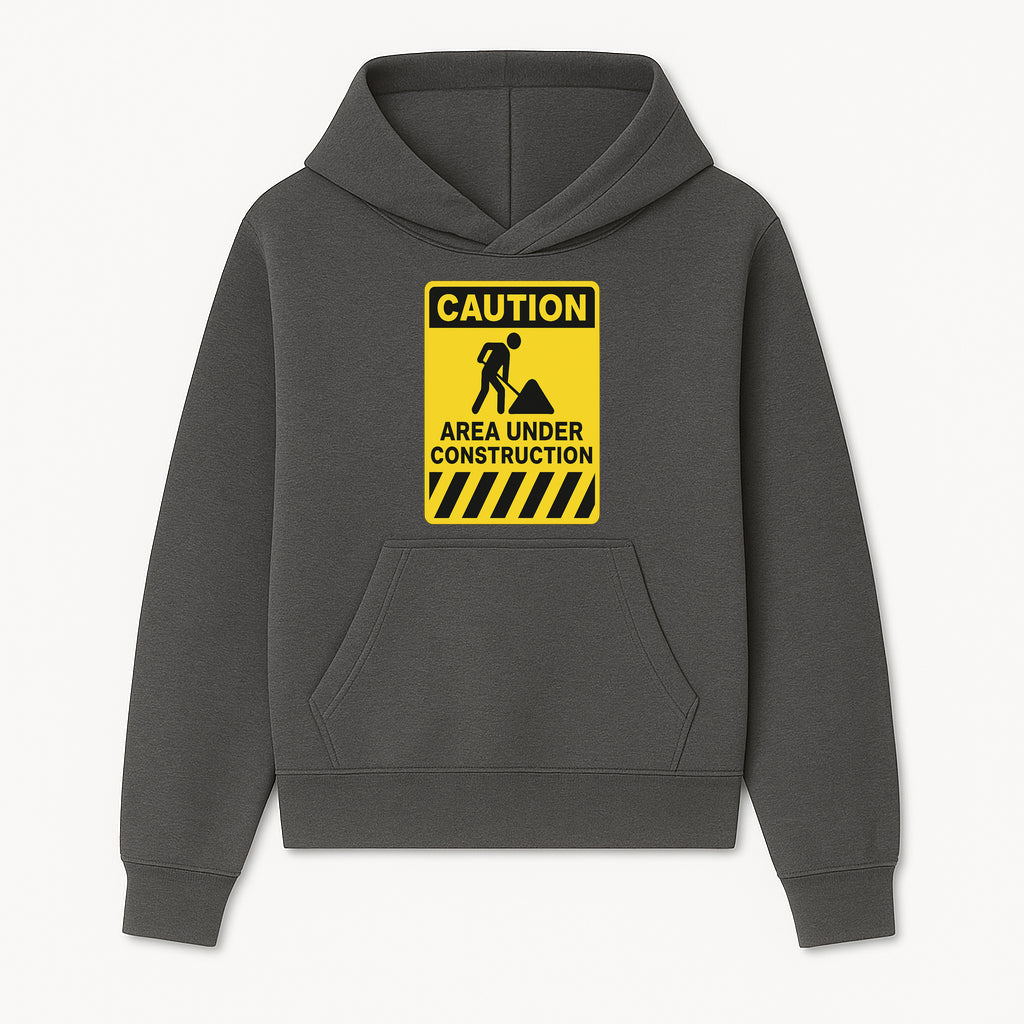 Caution Sign - Area Under Construction Warning - Safety Alert for Work Zones - Yellow Black Construction Notice - Hoodie 1757918452030.jpg