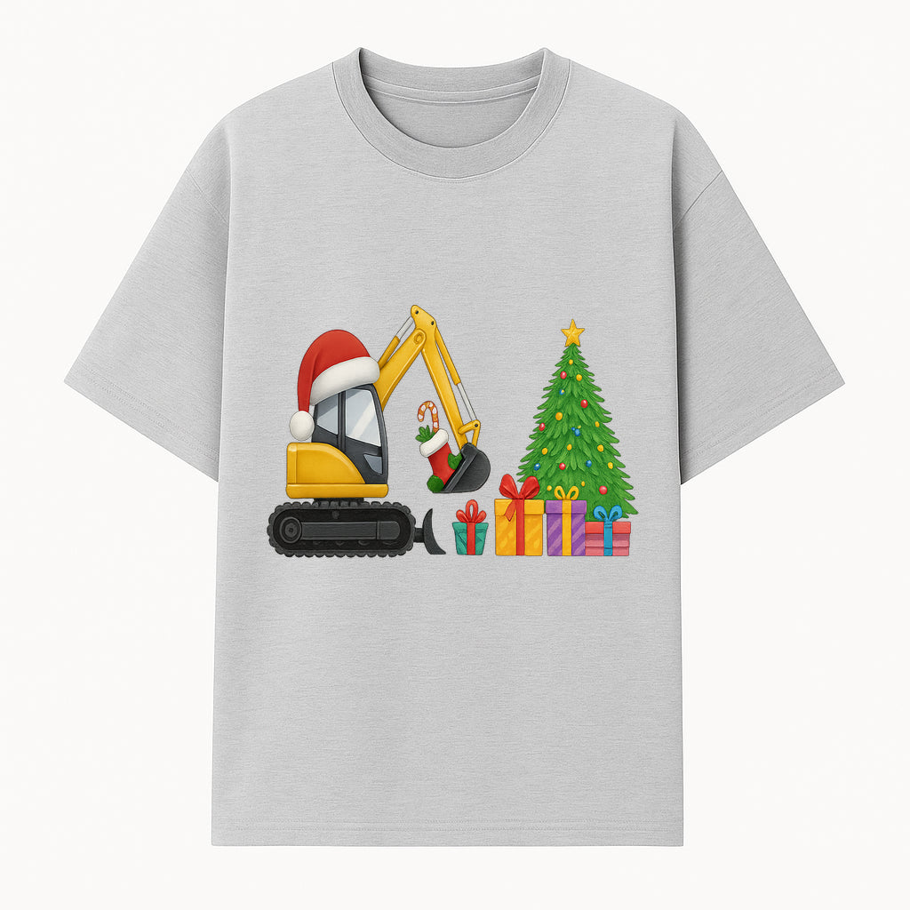 Christmas Excavator Decoration - Holiday Gifts Tree & Santa Hat Design - Festive Apparel & Home Decor - T-shirt 1757918452176.jpg