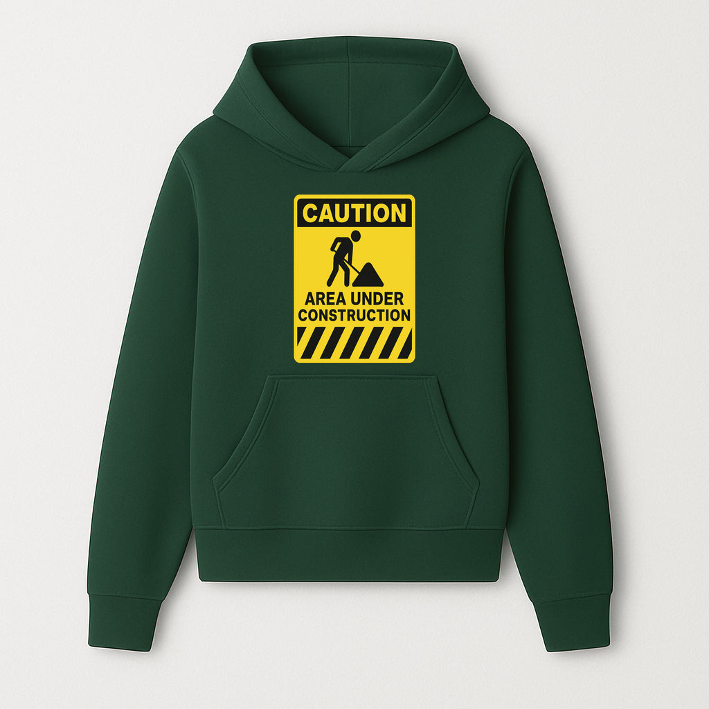 Caution Sign - Area Under Construction Warning - Safety Alert for Work Zones - Yellow Black Construction Notice - Hoodie 1757918452210.jpg