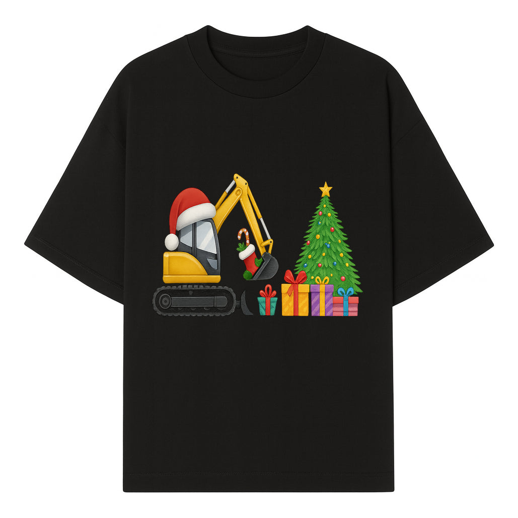 Christmas Excavator Decoration - Holiday Gifts Tree & Santa Hat Design - Festive Apparel & Home Decor - T-shirt 1757918452323.jpg