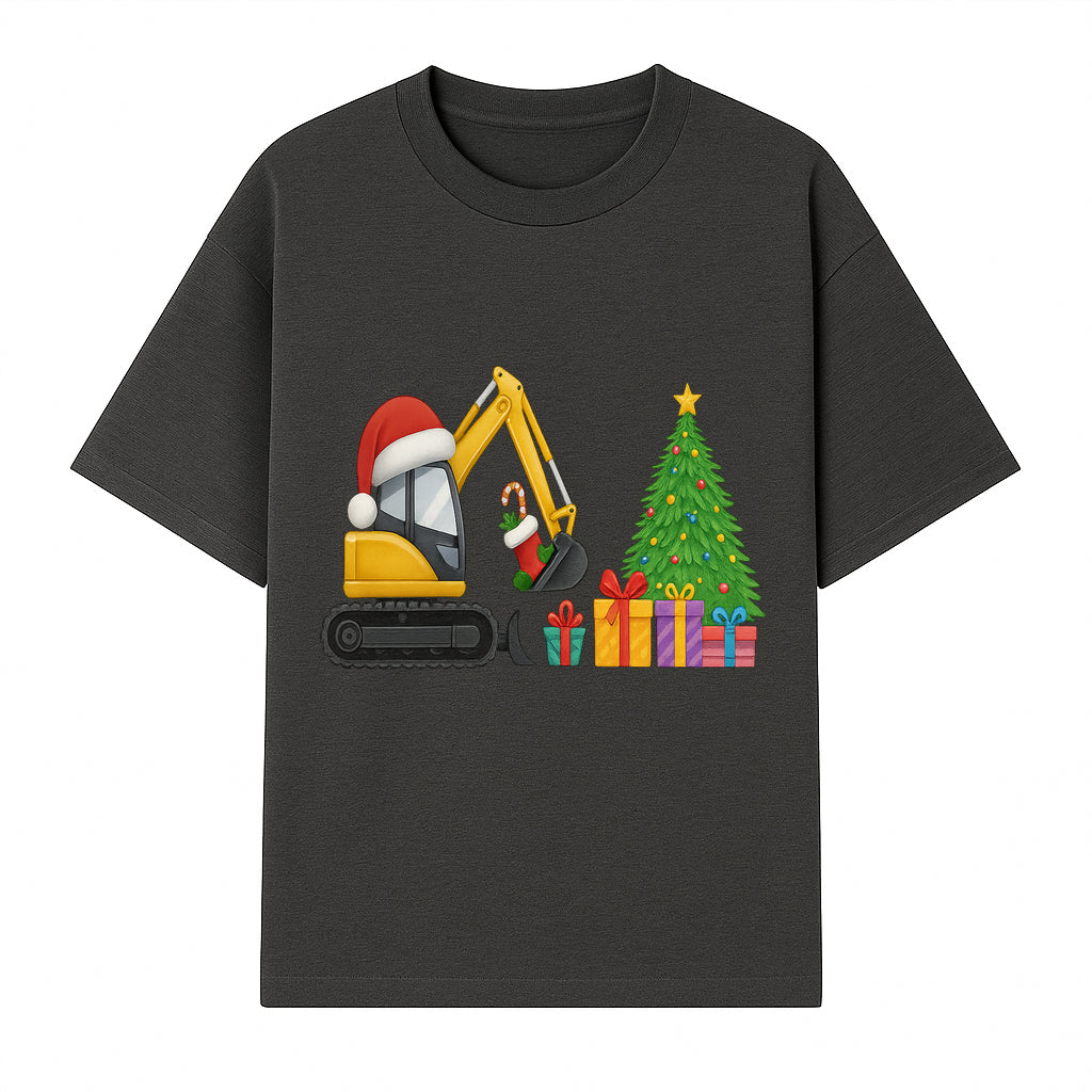 Christmas Excavator Decoration - Holiday Gifts Tree & Santa Hat Design - Festive Apparel & Home Decor - T-shirt 1757918452493.jpg