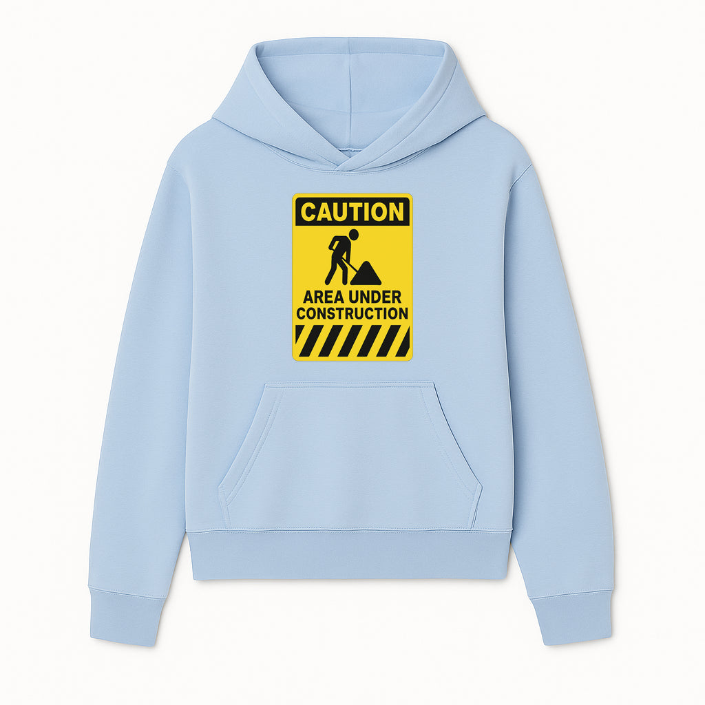 Caution Sign - Area Under Construction Warning - Safety Alert for Work Zones - Yellow Black Construction Notice - Hoodie 1757918452520.jpg