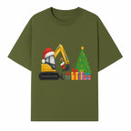 Christmas Excavator Decoration - Holiday Gifts Tree & Santa Hat Design - Festive Apparel & Home Decor - T-shirt 1757918452664.jpg