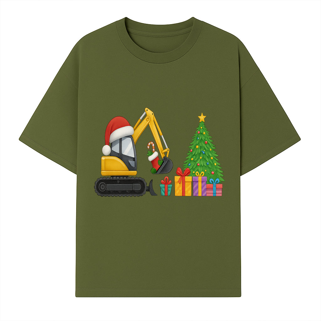 Christmas Excavator Decoration - Holiday Gifts Tree & Santa Hat Design - Festive Apparel & Home Decor - T-shirt 1757918452664.jpg