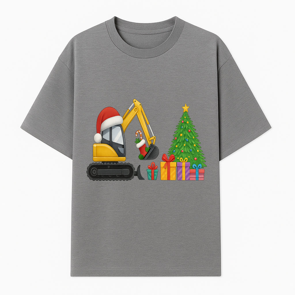 Christmas Excavator Decoration - Holiday Gifts Tree & Santa Hat Design - Festive Apparel & Home Decor - T-shirt 1757918452811.jpg