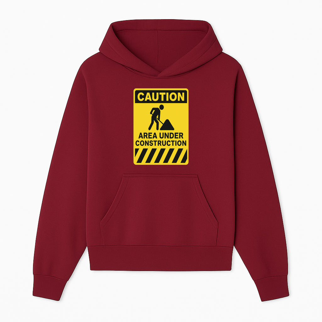Caution Sign - Area Under Construction Warning - Safety Alert for Work Zones - Yellow Black Construction Notice - Hoodie 1757918452869.jpg