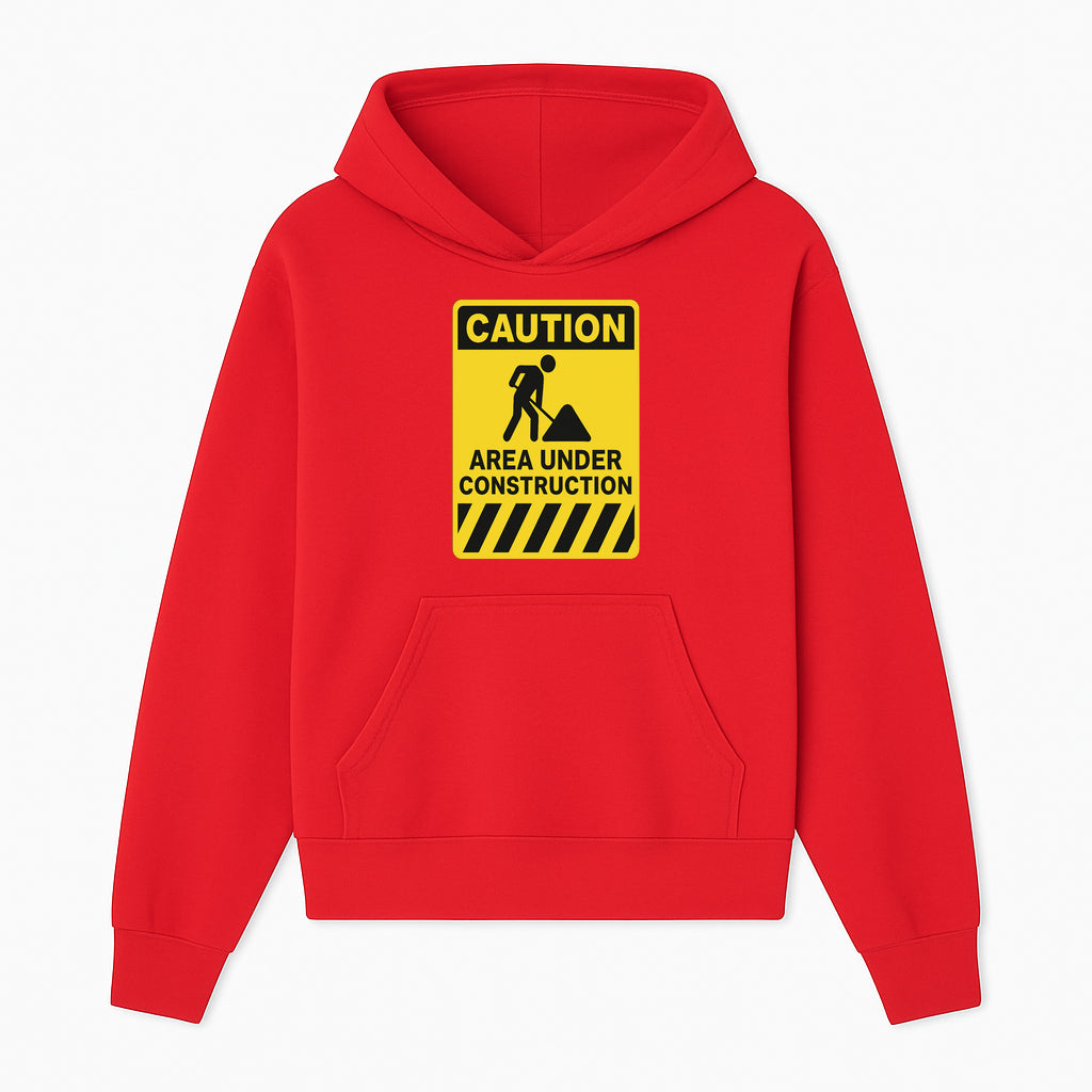 Caution Sign - Area Under Construction Warning - Safety Alert for Work Zones - Yellow Black Construction Notice - Hoodie 1757918453201.jpg
