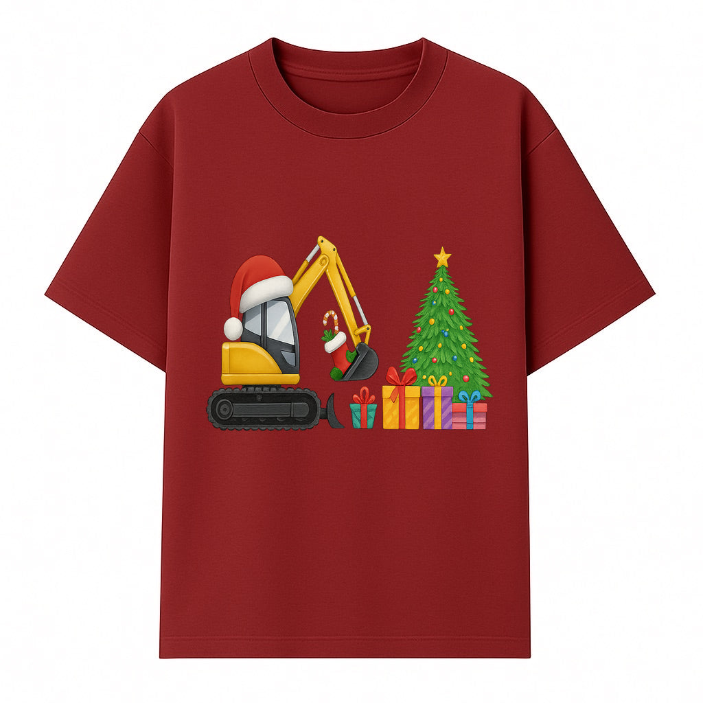 Christmas Excavator Decoration - Holiday Gifts Tree & Santa Hat Design - Festive Apparel & Home Decor - T-shirt 1757918453206.jpg