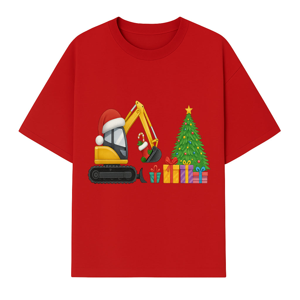 Christmas Excavator Decoration - Holiday Gifts Tree & Santa Hat Design - Festive Apparel & Home Decor - T-shirt 1757918453514.jpg