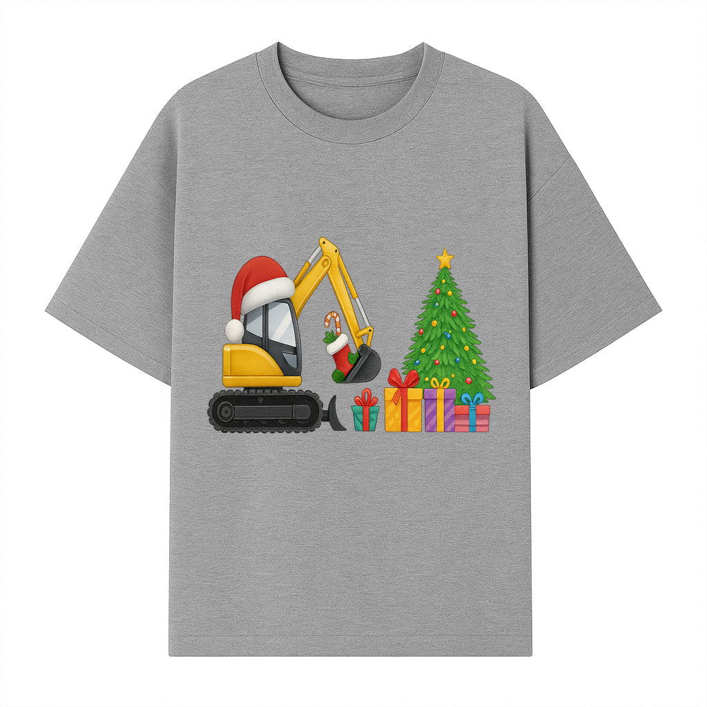 Christmas Excavator Decoration - Holiday Gifts Tree & Santa Hat Design - Festive Apparel & Home Decor - T-shirt 1757918453670.jpg