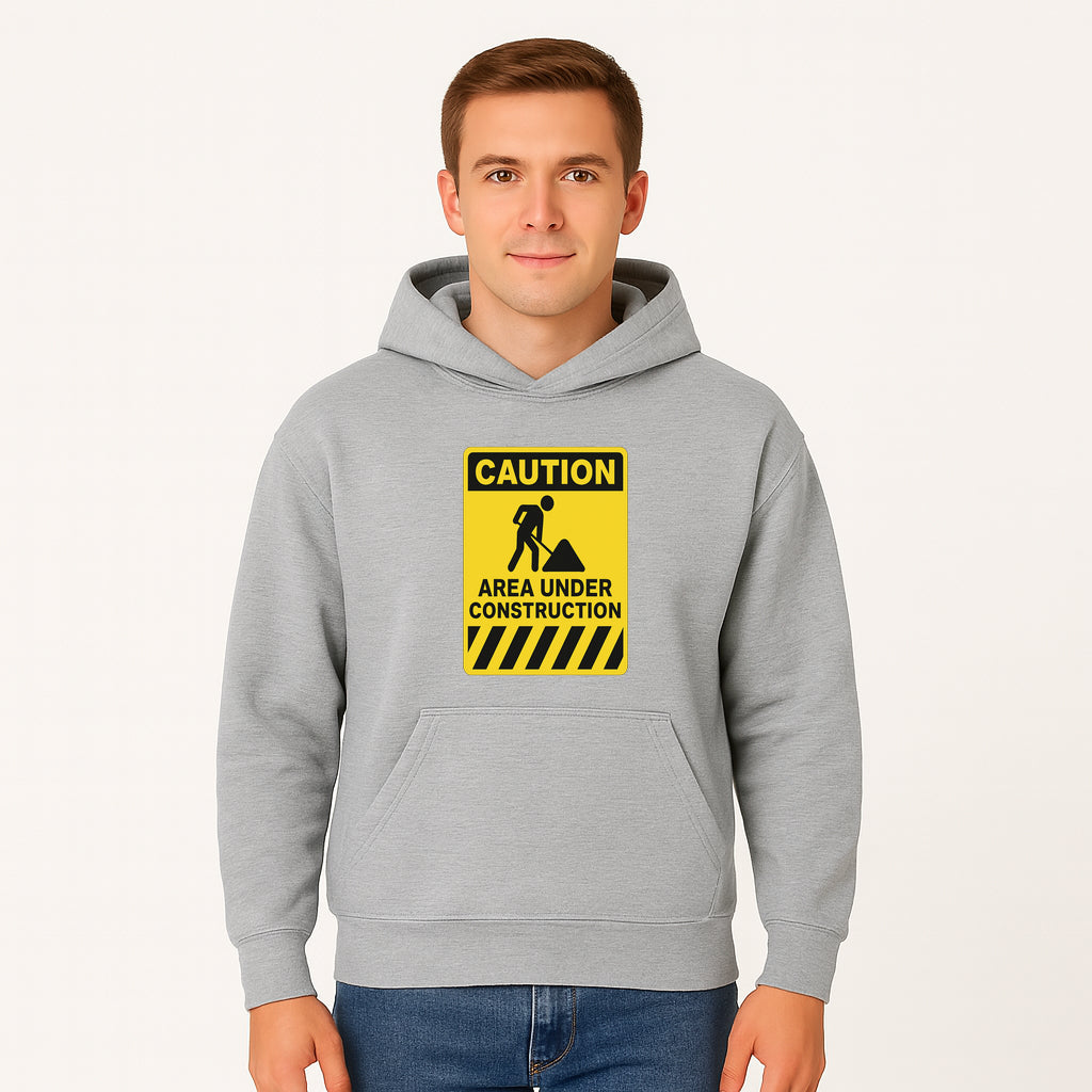 Caution Sign - Area Under Construction Warning - Safety Alert for Work Zones - Yellow Black Construction Notice - Hoodie 1757918454597.jpg
