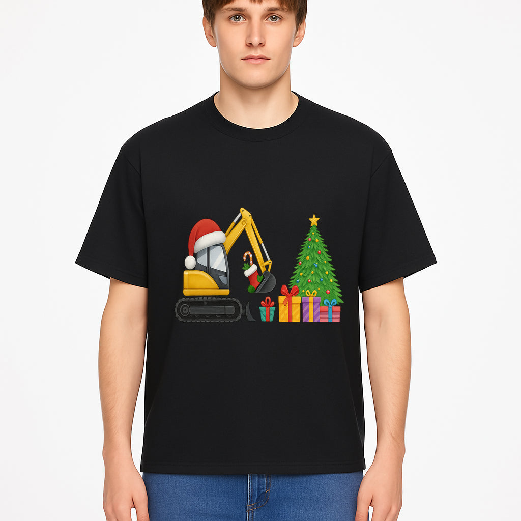 Christmas Excavator Decoration - Holiday Gifts Tree & Santa Hat Design - Festive Apparel & Home Decor - T-shirt 1757918455032.jpg