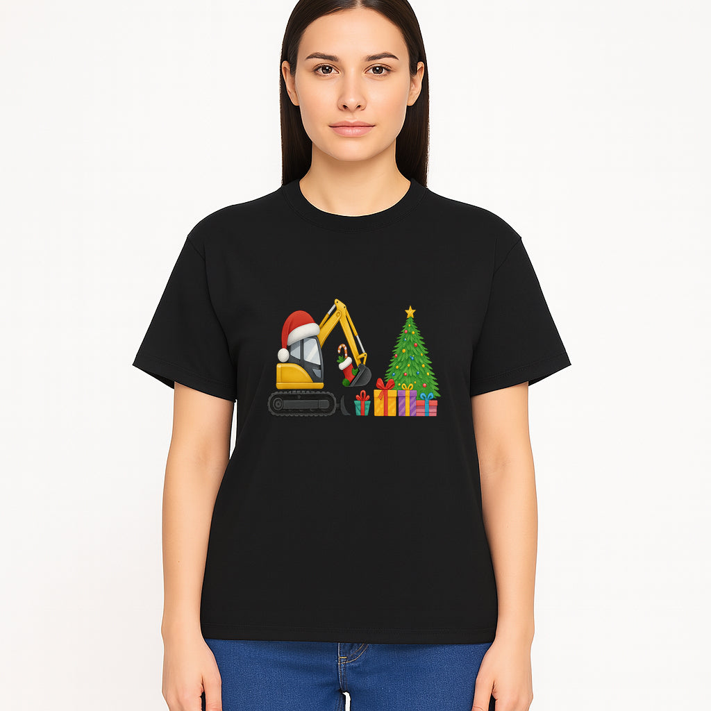 Christmas Excavator Decoration - Holiday Gifts Tree & Santa Hat Design - Festive Apparel & Home Decor - T-shirt 1757918455188.jpg