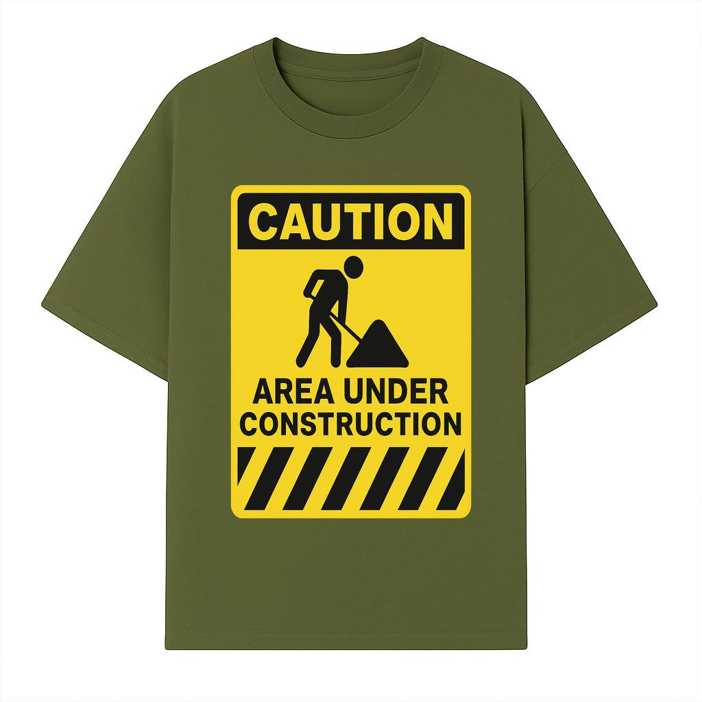 Caution Sign - Area Under Construction Warning - Safety Alert for Work Zones - Yellow Black Construction Notice - T-shirt 1757918455420.jpg