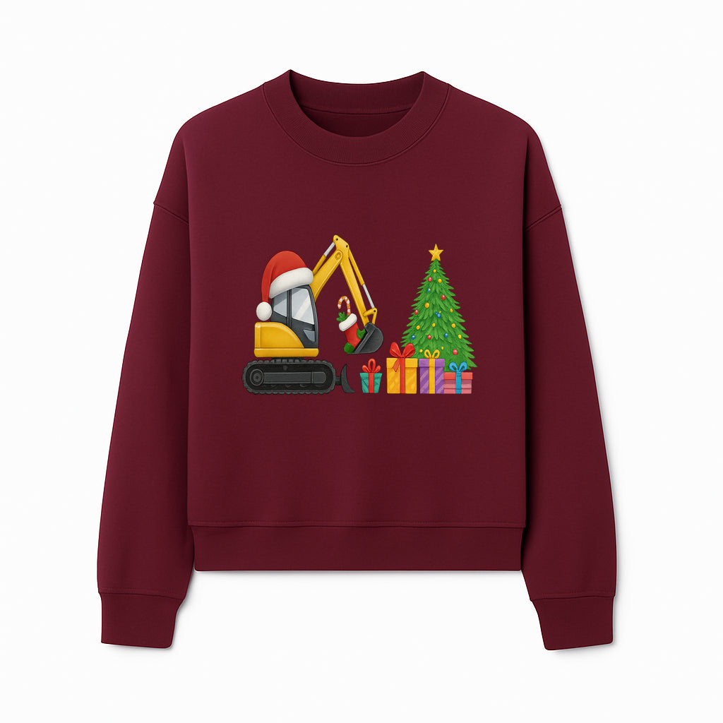 Christmas Excavator Decoration - Holiday Gifts Tree & Santa Hat Design - Festive Apparel & Home Decor - Sweatshirt 1757918456377.jpg