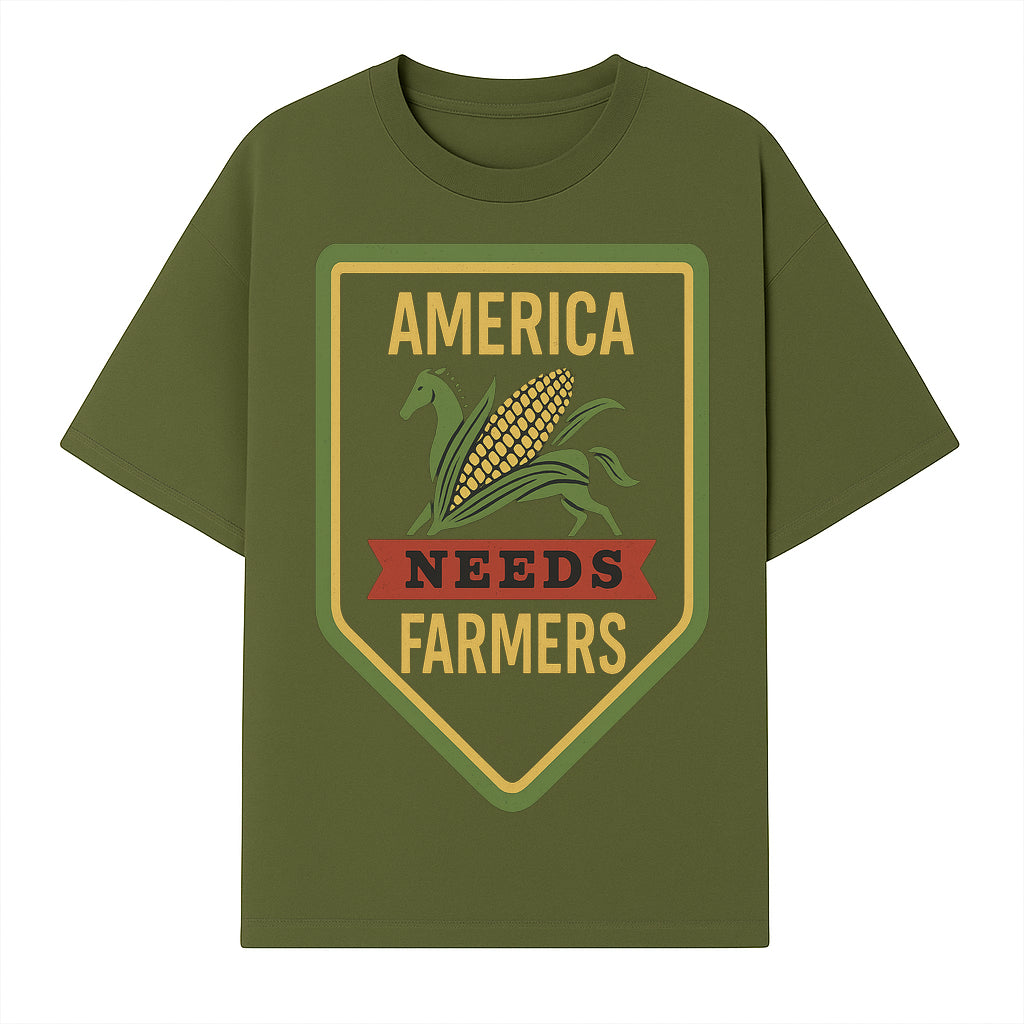 America Needs Farmers Vintage Farmhouse Sign - Agricultural Decor, Rustic Wall Art, Farmhouse Kitchen Decor, Country Living Decor - T-shirt 1757922447726.jpg