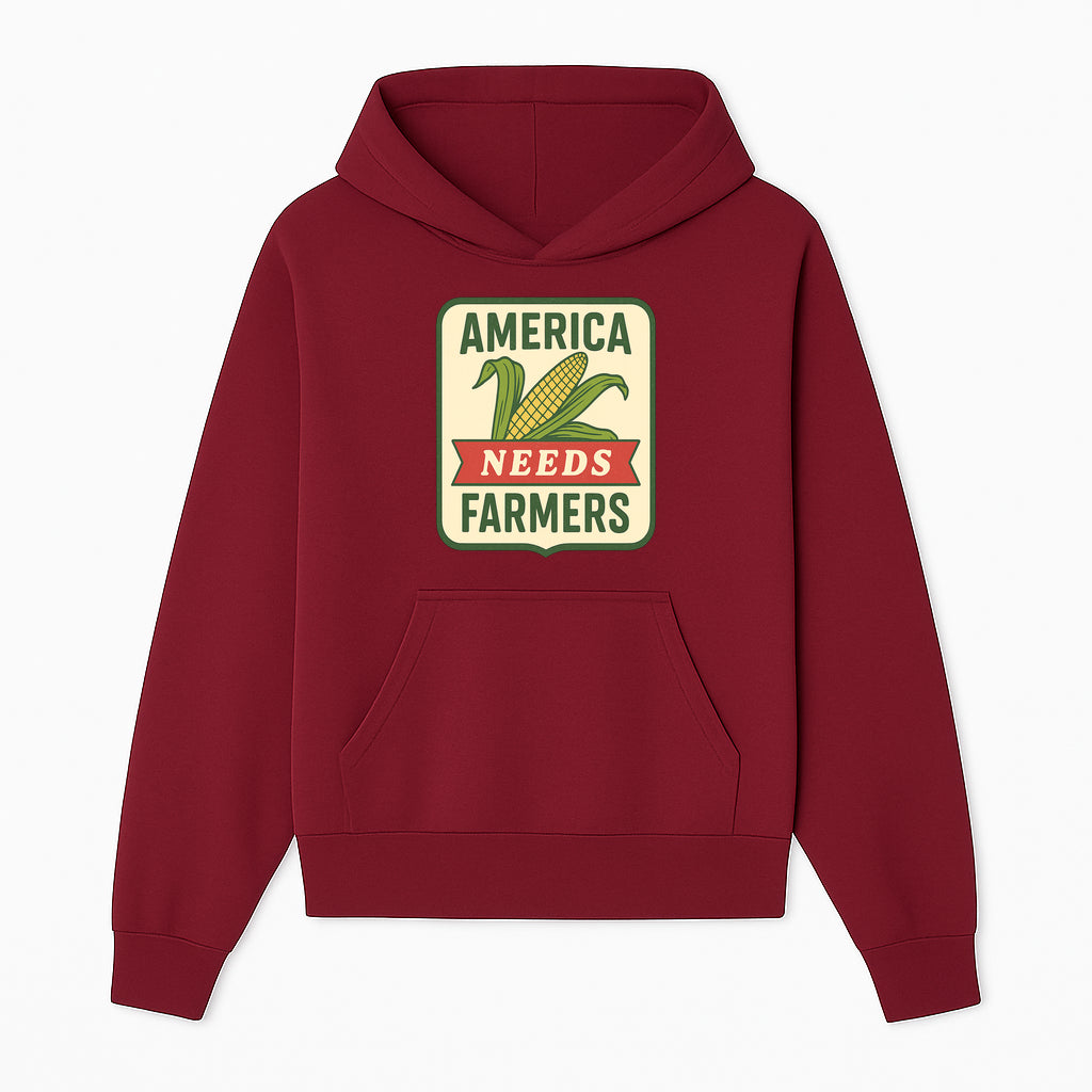 America Needs Farmers Vintage Agriculture Sign - Rustic Farm Decor, Corn Illustration, Farmhouse Wall Art, Country Style Decor - Hoodie 1757922451150.jpg