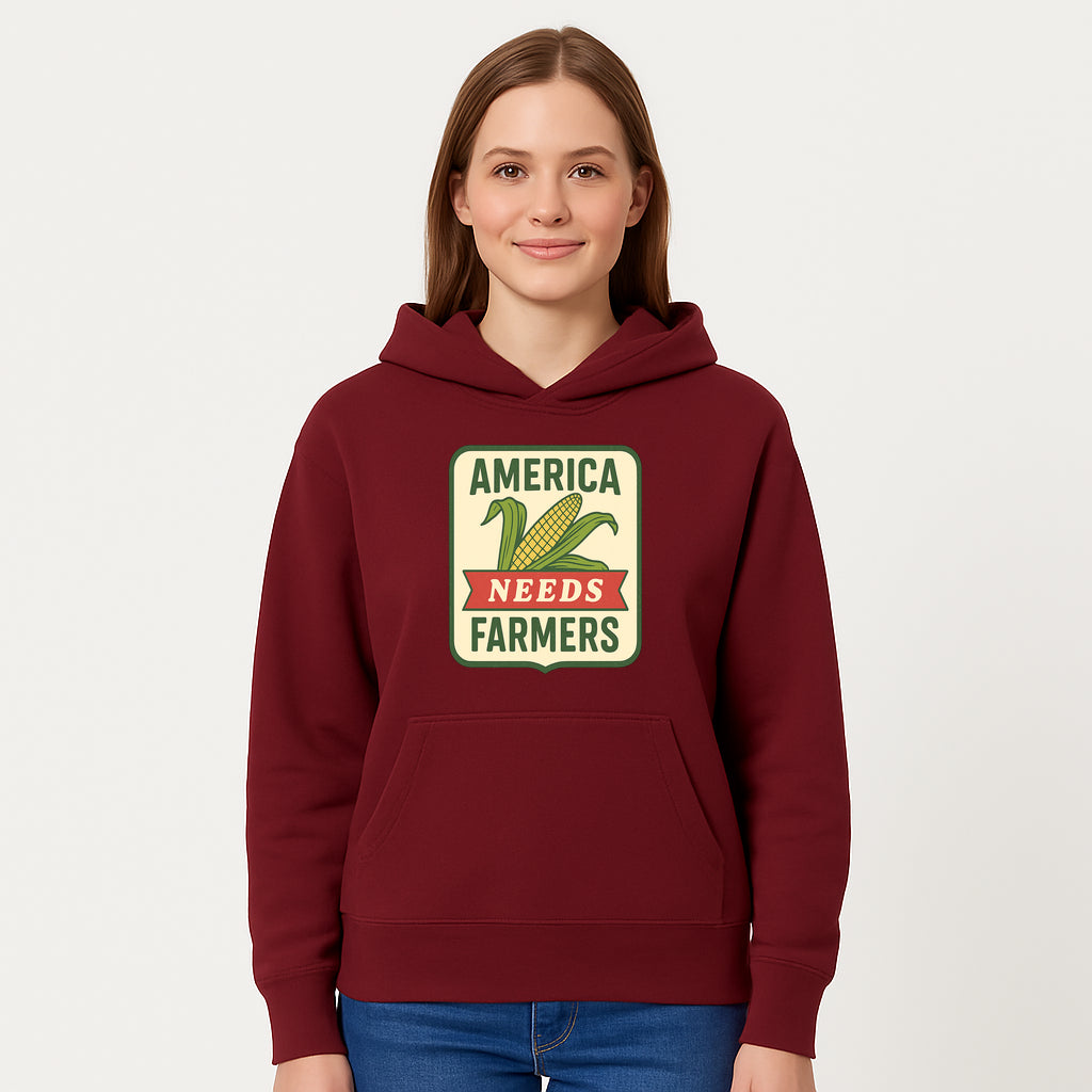 America Needs Farmers Vintage Agriculture Sign - Rustic Farm Decor, Corn Illustration, Farmhouse Wall Art, Country Style Decor - Hoodie 1757922453009.jpg