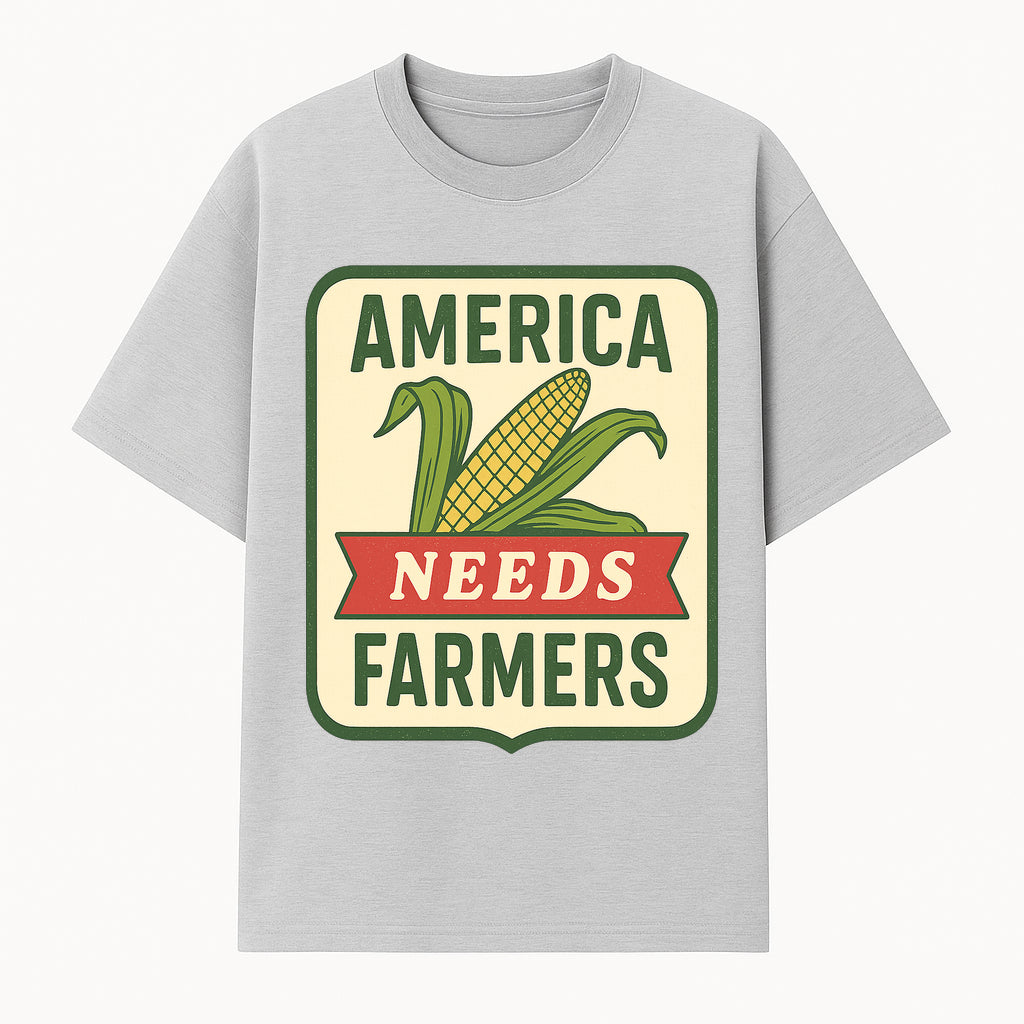 America Needs Farmers Vintage Agriculture Sign - Rustic Farm Decor, Corn Illustration, Farmhouse Wall Art, Country Style Decor - T-shirt 1757922453149.jpg