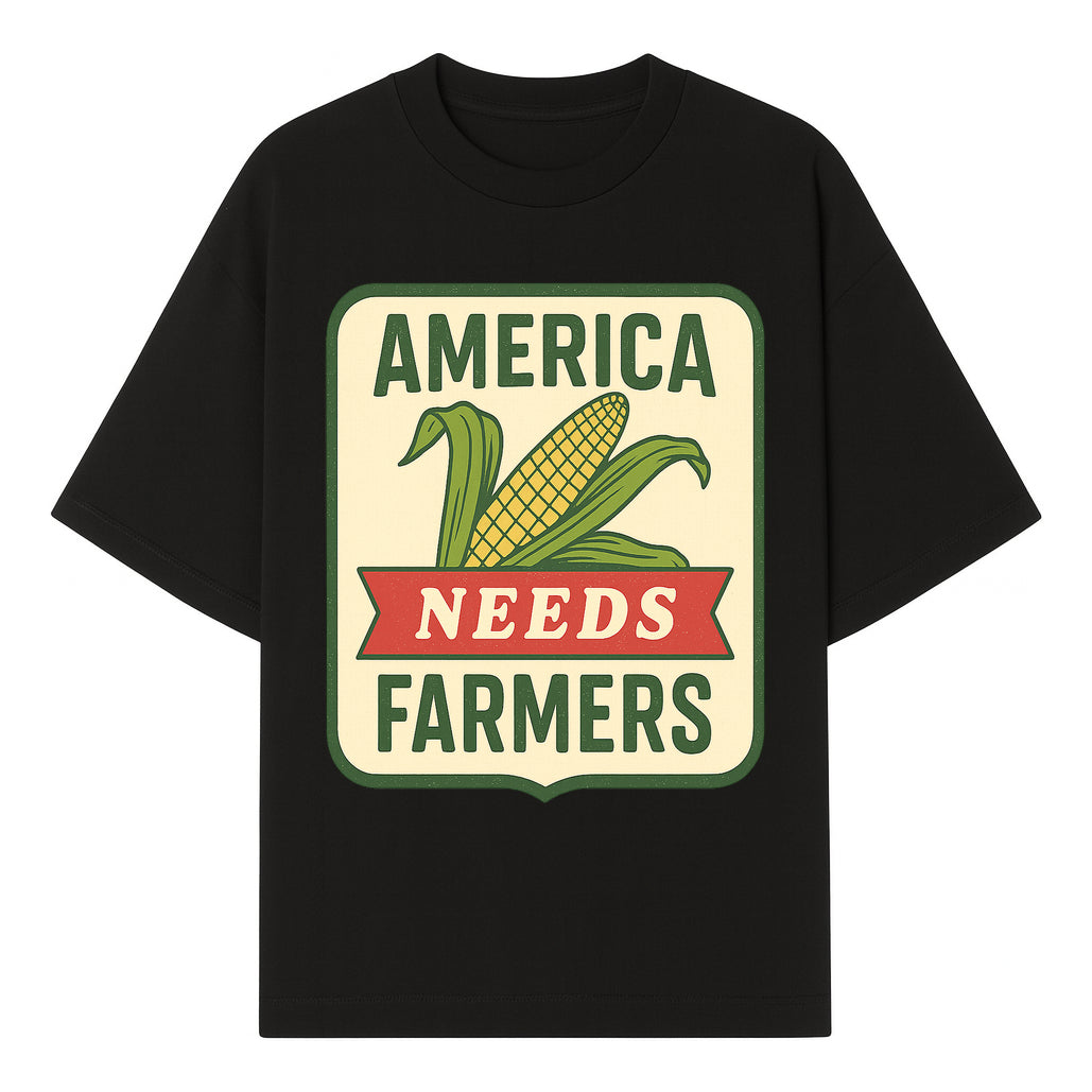America Needs Farmers Vintage Agriculture Sign - Rustic Farm Decor, Corn Illustration, Farmhouse Wall Art, Country Style Decor - T-shirt 1757922453282.jpg