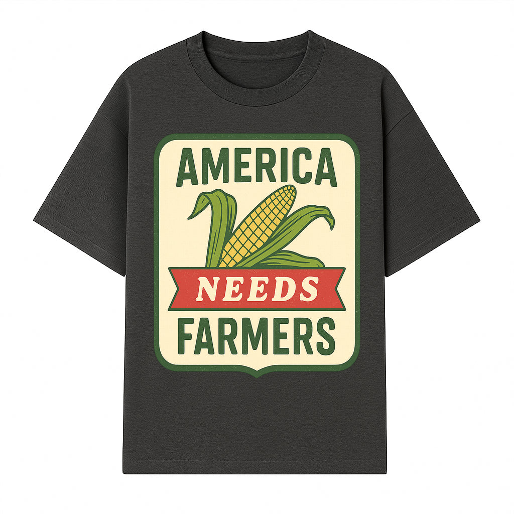America Needs Farmers Vintage Agriculture Sign - Rustic Farm Decor, Corn Illustration, Farmhouse Wall Art, Country Style Decor - T-shirt 1757922453436.jpg
