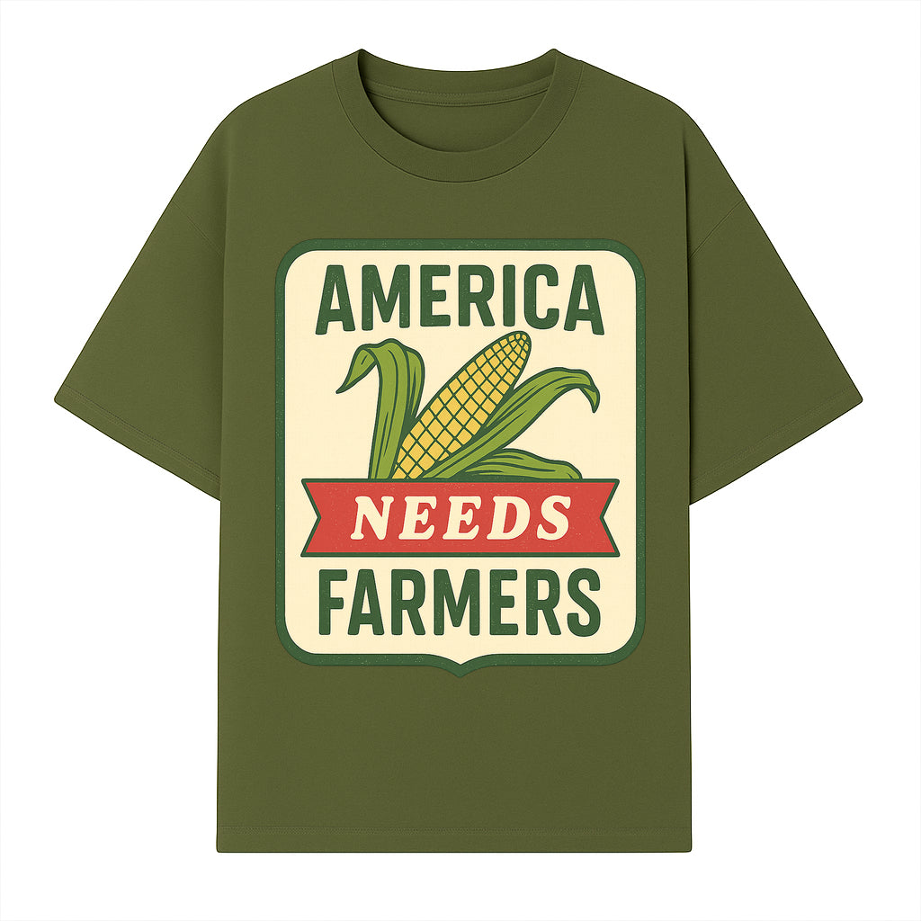 America Needs Farmers Vintage Agriculture Sign - Rustic Farm Decor, Corn Illustration, Farmhouse Wall Art, Country Style Decor - T-shirt 1757922453594.jpg