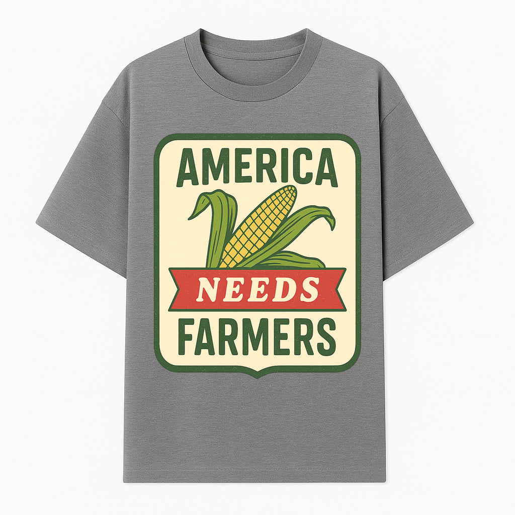 America Needs Farmers Vintage Agriculture Sign - Rustic Farm Decor, Corn Illustration, Farmhouse Wall Art, Country Style Decor - T-shirt 1757922453730.jpg