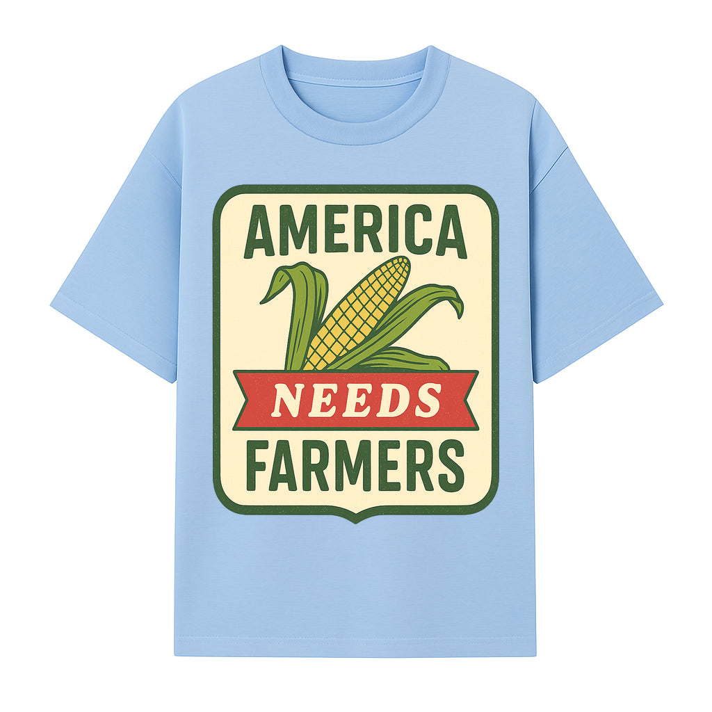 America Needs Farmers Vintage Agriculture Sign - Rustic Farm Decor, Corn Illustration, Farmhouse Wall Art, Country Style Decor - T-shirt 1757922453863.jpg
