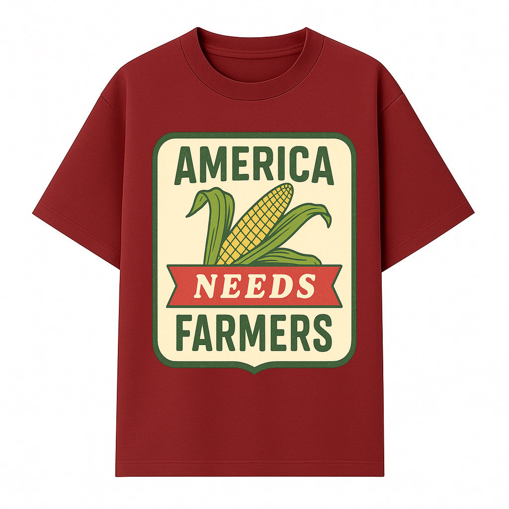 America Needs Farmers Vintage Agriculture Sign - Rustic Farm Decor, Corn Illustration, Farmhouse Wall Art, Country Style Decor - T-shirt 1757922454170.jpg