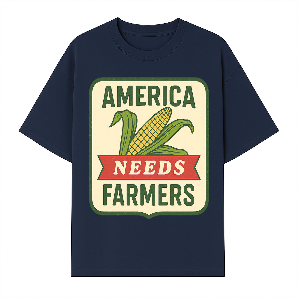 America Needs Farmers Vintage Agriculture Sign - Rustic Farm Decor, Corn Illustration, Farmhouse Wall Art, Country Style Decor - T-shirt 1757922454294.jpg
