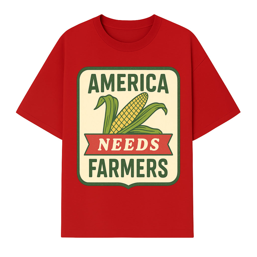 America Needs Farmers Vintage Agriculture Sign - Rustic Farm Decor, Corn Illustration, Farmhouse Wall Art, Country Style Decor - T-shirt 1757922454439.jpg