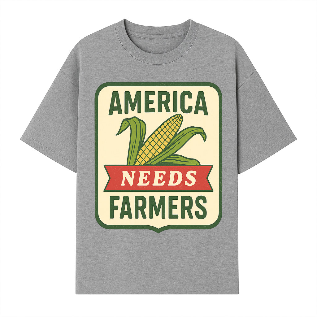 America Needs Farmers Vintage Agriculture Sign - Rustic Farm Decor, Corn Illustration, Farmhouse Wall Art, Country Style Decor - T-shirt 1757922454580.jpg