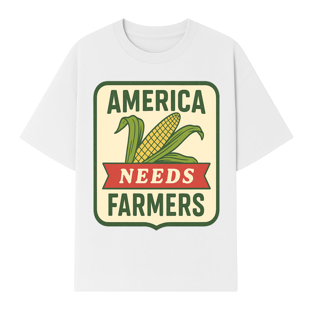 America Needs Farmers Vintage Agriculture Sign - Rustic Farm Decor, Corn Illustration, Farmhouse Wall Art, Country Style Decor - T-shirt 1757922454756.jpg