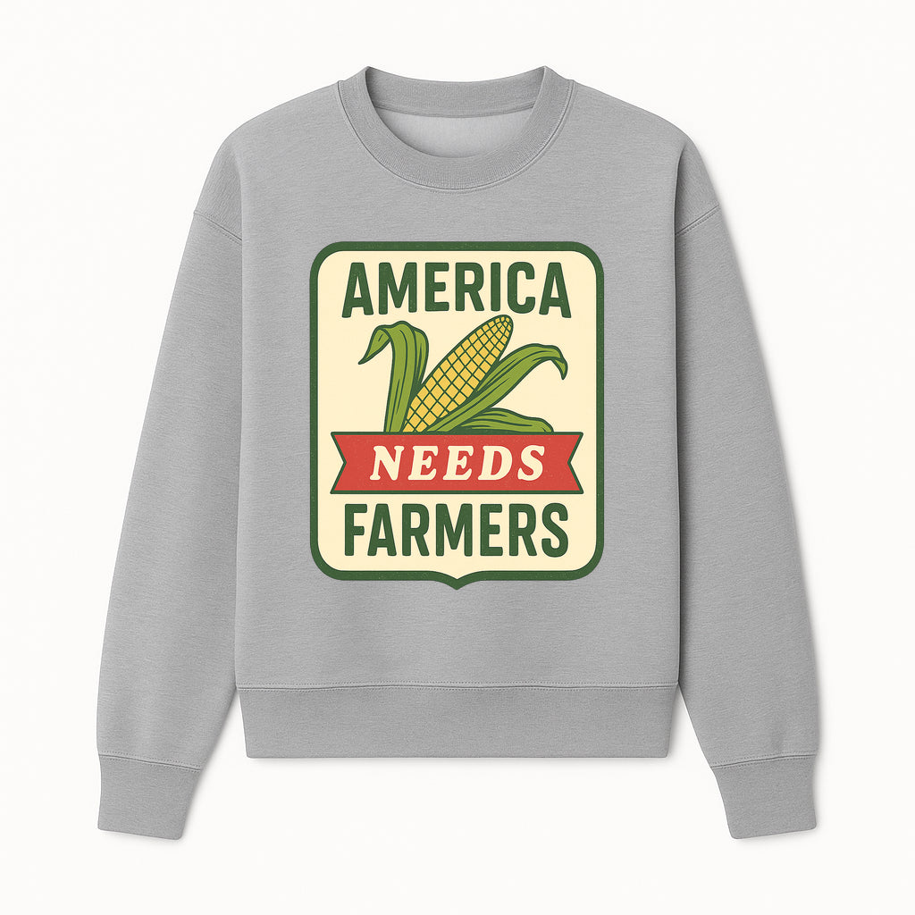 America Needs Farmers Vintage Agriculture Sign - Rustic Farm Decor, Corn Illustration, Farmhouse Wall Art, Country Style Decor - Sweatshirt 1757922456148.jpg