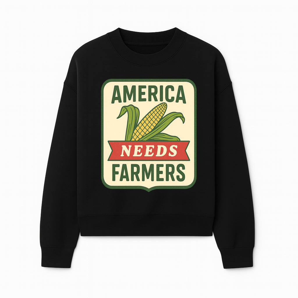 America Needs Farmers Vintage Agriculture Sign - Rustic Farm Decor, Corn Illustration, Farmhouse Wall Art, Country Style Decor - Sweatshirt 1757922456304.jpg