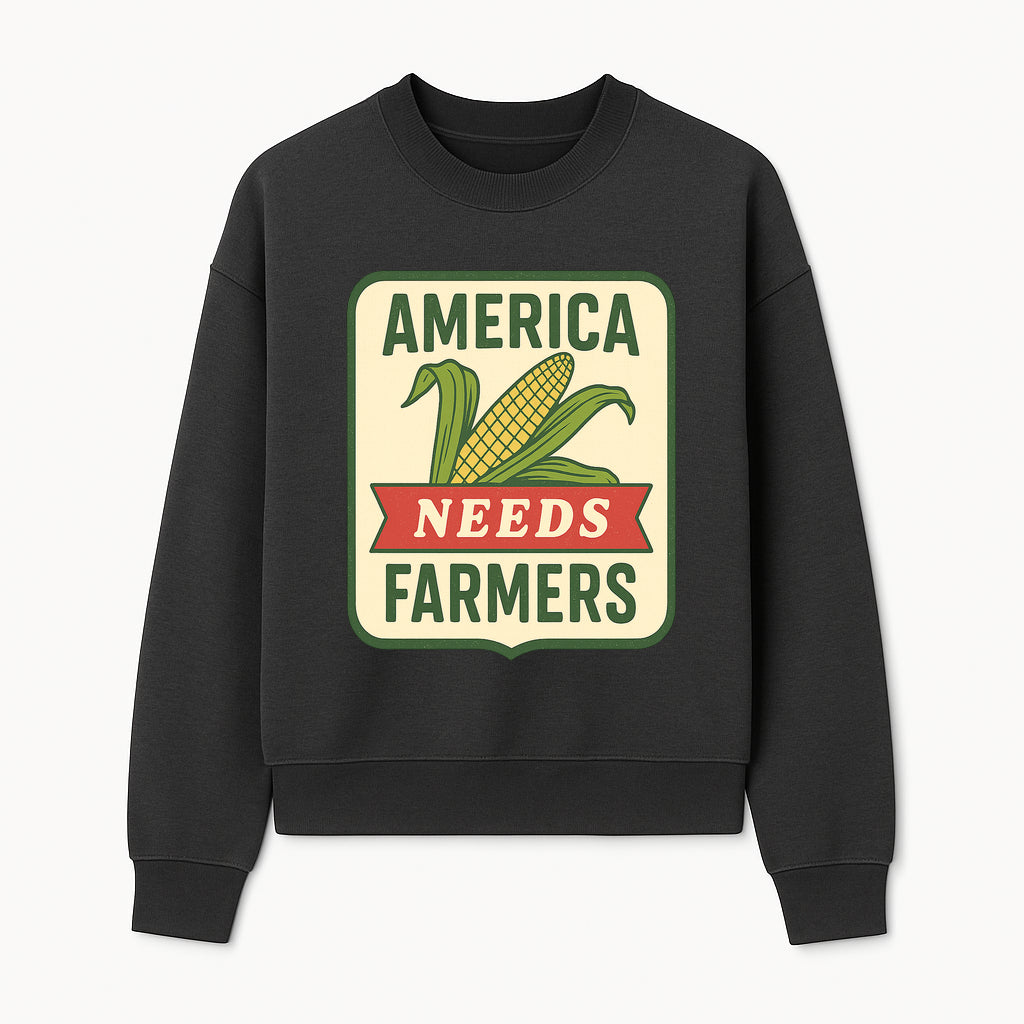 America Needs Farmers Vintage Agriculture Sign - Rustic Farm Decor, Corn Illustration, Farmhouse Wall Art, Country Style Decor - Sweatshirt 1757922456427.jpg