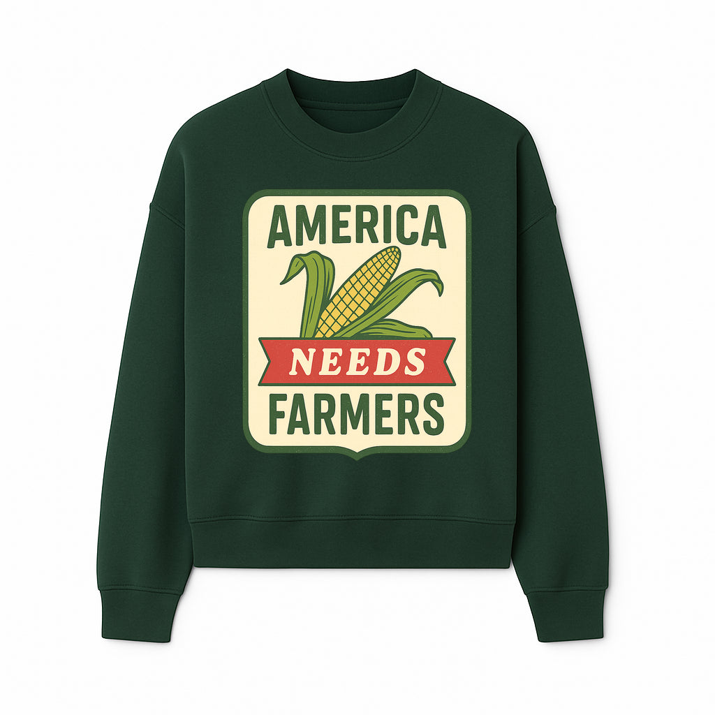 America Needs Farmers Vintage Agriculture Sign - Rustic Farm Decor, Corn Illustration, Farmhouse Wall Art, Country Style Decor - Sweatshirt 1757922456569.jpg