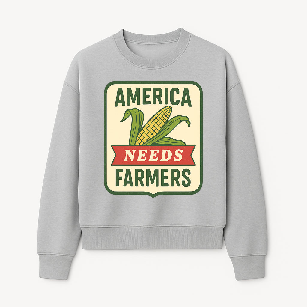 America Needs Farmers Vintage Agriculture Sign - Rustic Farm Decor, Corn Illustration, Farmhouse Wall Art, Country Style Decor - Sweatshirt 1757922456706.jpg