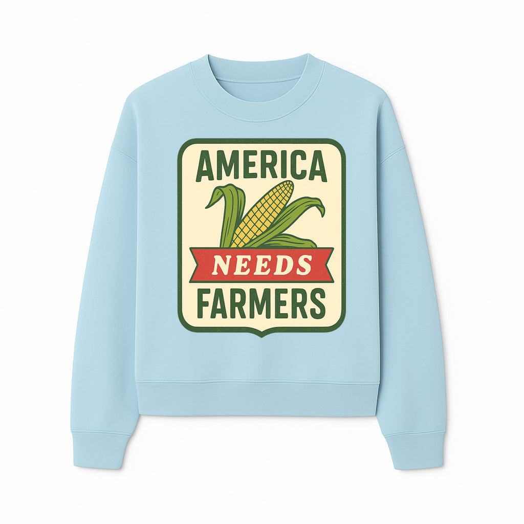 America Needs Farmers Vintage Agriculture Sign - Rustic Farm Decor, Corn Illustration, Farmhouse Wall Art, Country Style Decor - Sweatshirt 1757922456819.jpg