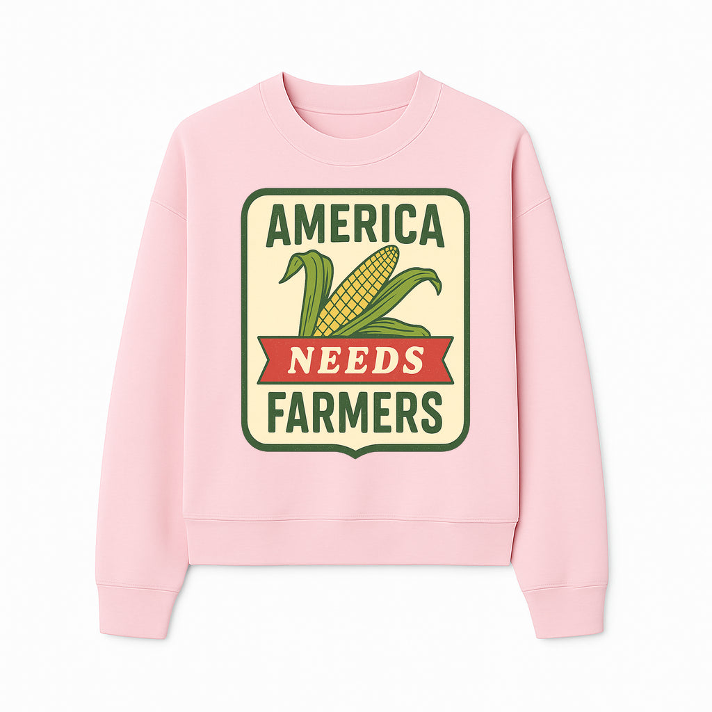 America Needs Farmers Vintage Agriculture Sign - Rustic Farm Decor, Corn Illustration, Farmhouse Wall Art, Country Style Decor - Sweatshirt 1757922456950.jpg