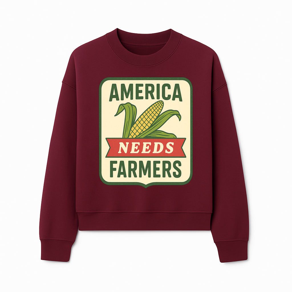 America Needs Farmers Vintage Agriculture Sign - Rustic Farm Decor, Corn Illustration, Farmhouse Wall Art, Country Style Decor - Sweatshirt 1757922457088.jpg