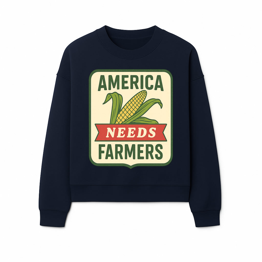 America Needs Farmers Vintage Agriculture Sign - Rustic Farm Decor, Corn Illustration, Farmhouse Wall Art, Country Style Decor - Sweatshirt 1757922457235.jpg