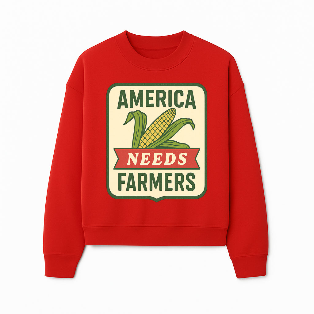 America Needs Farmers Vintage Agriculture Sign - Rustic Farm Decor, Corn Illustration, Farmhouse Wall Art, Country Style Decor - Sweatshirt 1757922457381.jpg