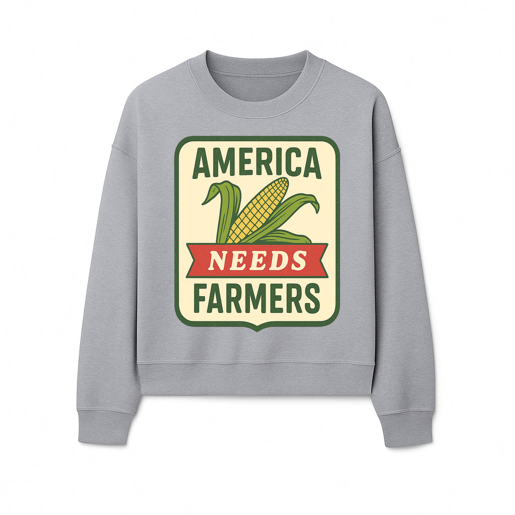 America Needs Farmers Vintage Agriculture Sign - Rustic Farm Decor, Corn Illustration, Farmhouse Wall Art, Country Style Decor - Sweatshirt 1757922457527.jpg