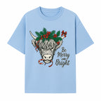 Christmas Highland Cow Graphic - Be Merry and Bright Festive Design for Holiday Decor, Apparel, and Gifts - T-shirt 1757922457663.jpg