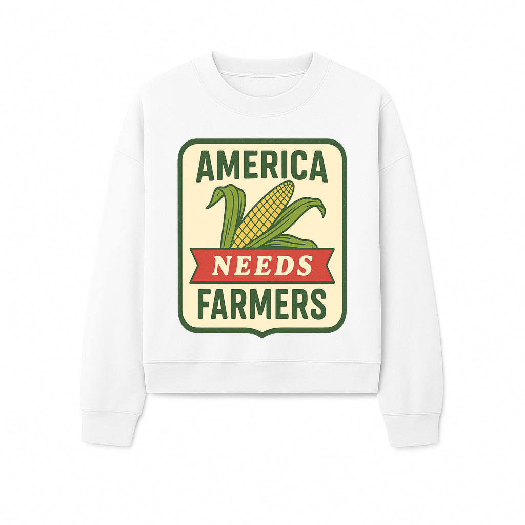 America Needs Farmers Vintage Agriculture Sign - Rustic Farm Decor, Corn Illustration, Farmhouse Wall Art, Country Style Decor - Sweatshirt 1757922457672.jpg