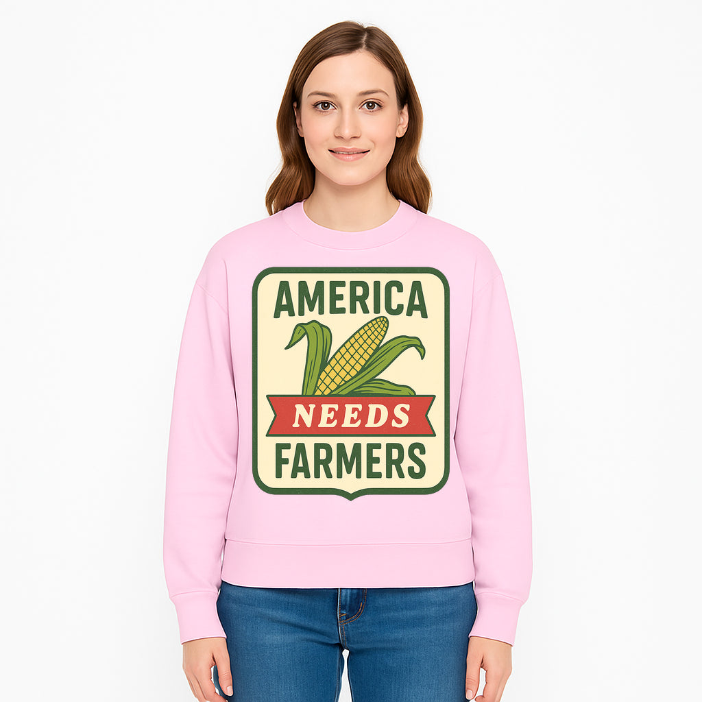 America Needs Farmers Vintage Agriculture Sign - Rustic Farm Decor, Corn Illustration, Farmhouse Wall Art, Country Style Decor - Sweatshirt 1757922458984.jpg