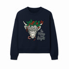 Christmas Highland Cow Graphic - Be Merry and Bright Festive Design for Holiday Decor, Apparel, and Gifts - Sweatshirt 1757922461162.jpg
